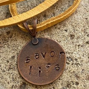 Hand Stamped SAVOR LIFE Necklace